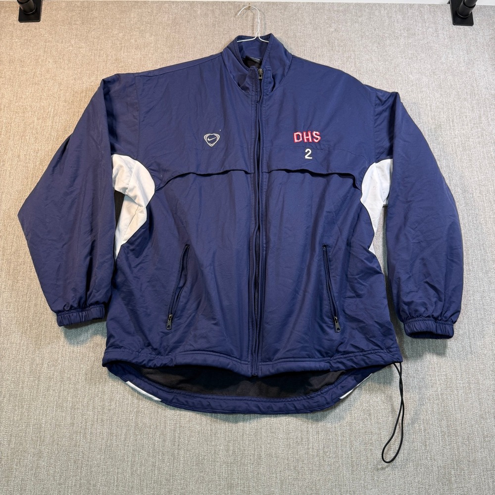 Nike Mens Track Jacket Navy Blue White DHS 2 Full Zip Windbreaker Size M